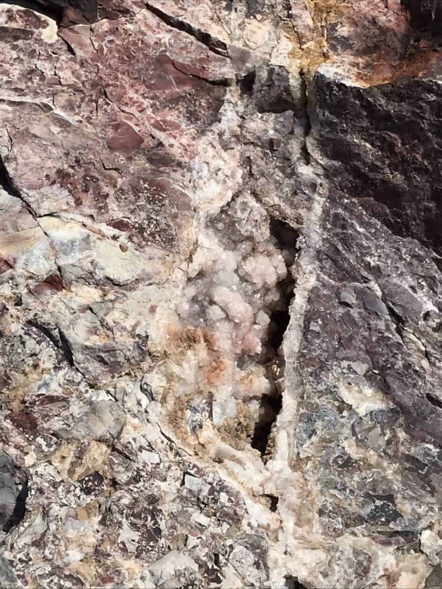 quartz-filled cavity in boulder